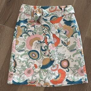 J.Crew Floral tie waist skirt Womens Size 6P A line style #G0962 lined Preppy